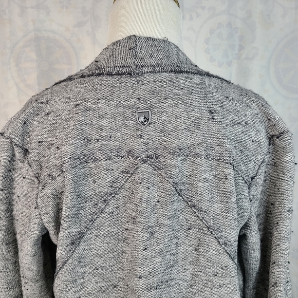 Kuhl Nova Wrap Cardigan Sweater Small grey viscose/wool blend open front pockets - Picture 7 of 15